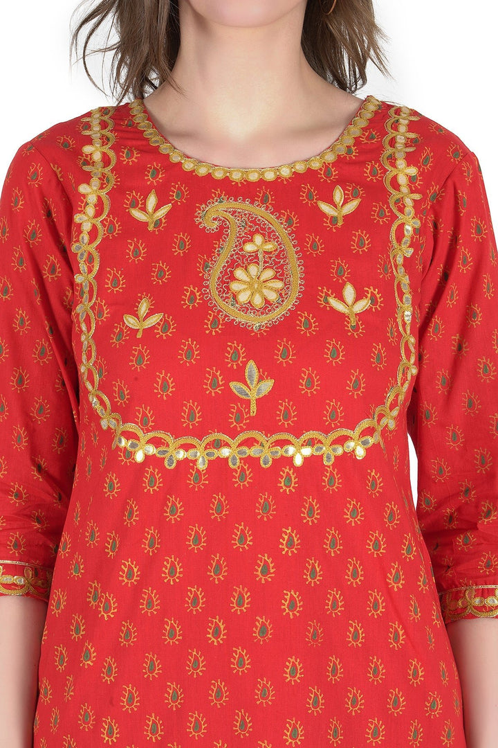 Kashmiri Embroidered Kurta - Ksona | Elegant Hand - Embroidered Cotton Kurta Set with Plazo and Dupatta, Perfect for Festive Occasions | Customized Kashmiri Embroidered Kurta Set