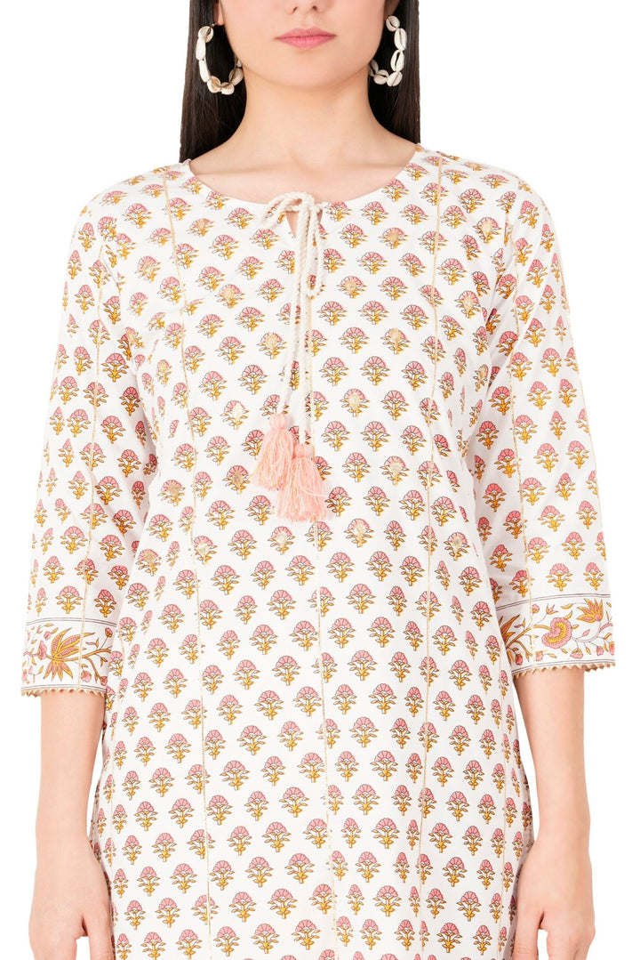 Kashmiri Embroidered Kurta - Ksona | Elegant Hand - Embroidered Cotton Kurta Set with Plazo and Dupatta, Perfect for Festive Occasions | Customized Kashmiri Embroidered Kurta Set