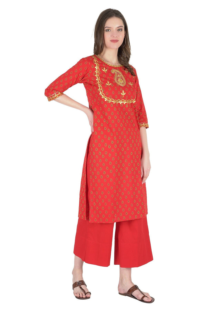 Kashmiri Embroidered Kurta - Ksona | Elegant Hand - Embroidered Cotton Kurta Set with Plazo and Dupatta, Perfect for Festive Occasions | Customized Kashmiri Embroidered Kurta Set