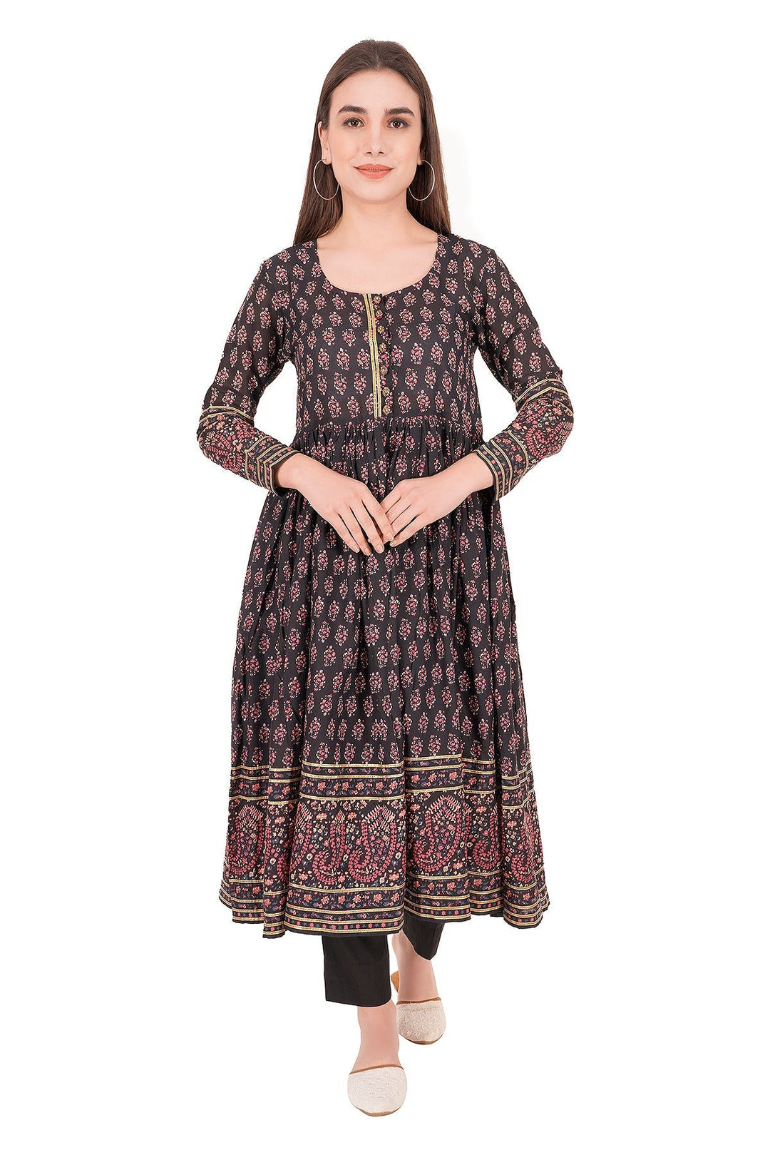 Kashmiri Embroidered Kurta - Ksona | Elegant Hand - Embroidered Cotton Kurta Set with Plazo and Dupatta, Perfect for Festive Occasions | Customized Kashmiri Embroidered Kurta Set