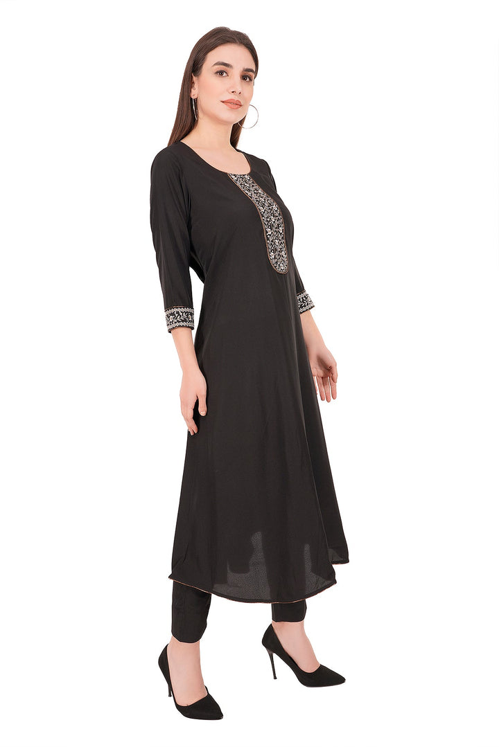 Kashmiri Embroidered Kurta - Ksona | Elegant Hand - Embroidered Cotton Kurta Set with Plazo and Dupatta, Perfect for Festive Occasions | Customized Kashmiri Embroidered Kurta Set