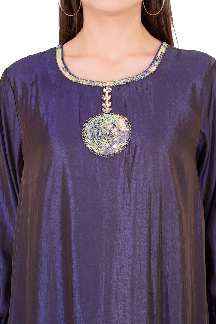 Kashmiri Embroidered Kurta - Ksona | Elegant Hand - Embroidered Cotton Kurta Set with Plazo and Dupatta, Perfect for Festive Occasions | Customized Kashmiri Embroidered Kurta Set