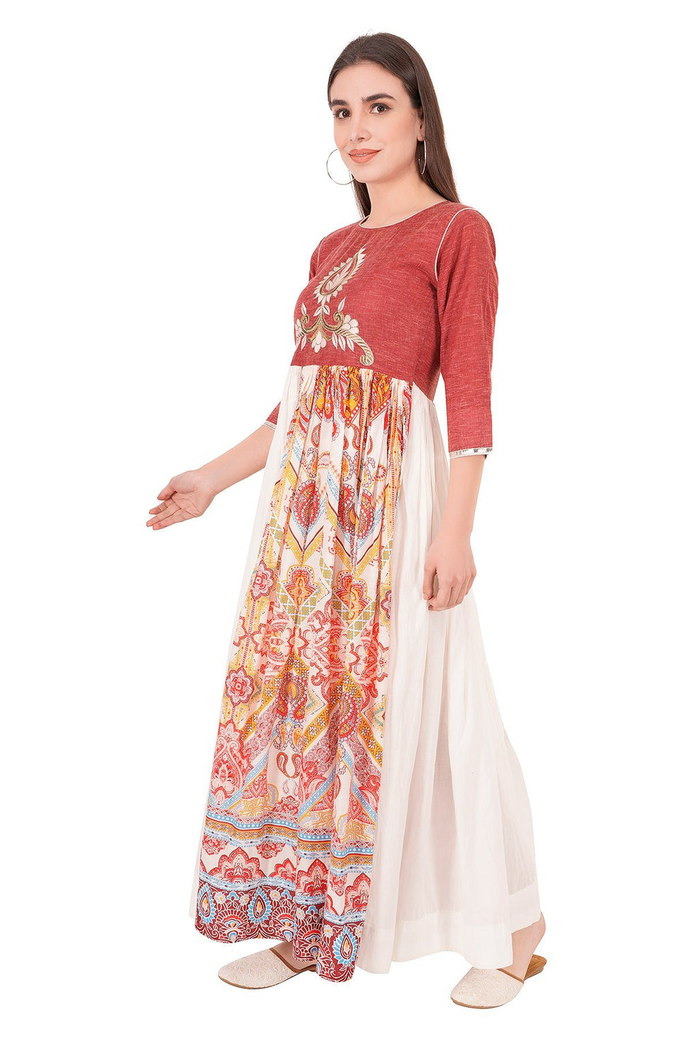Kashmiri Embroidered Kurta - Ksona | Elegant Hand - Embroidered Cotton Kurta Set with Plazo and Dupatta, Perfect for Festive Occasions | Customized Kashmiri Embroidered Kurta Set