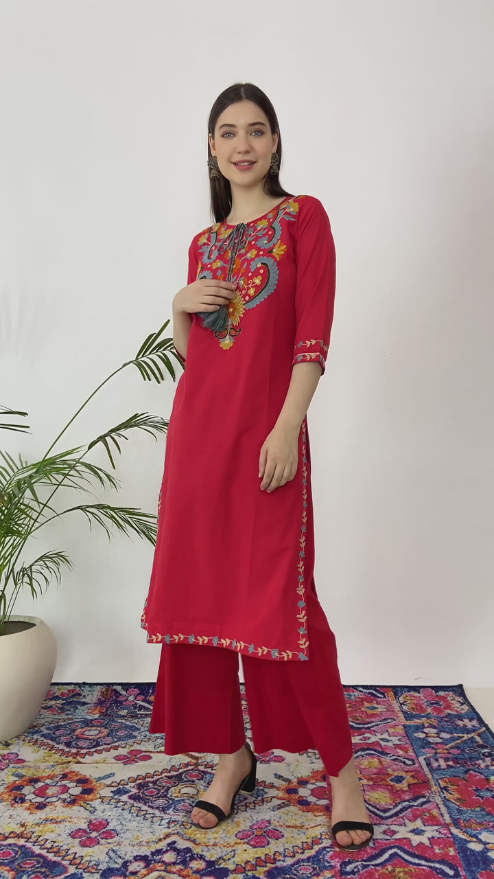 Cotton Kashmiri embroidered kurtis For ladies