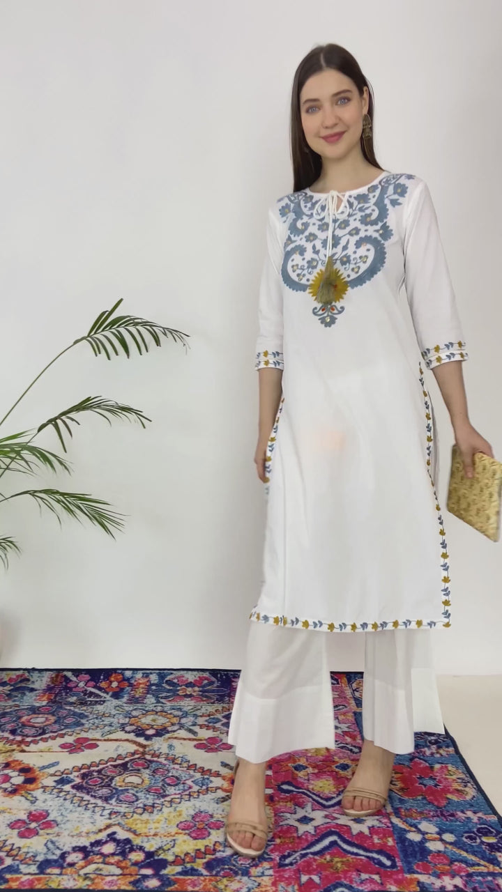 Cotton Kashmiri embroidered kurtis For ladies