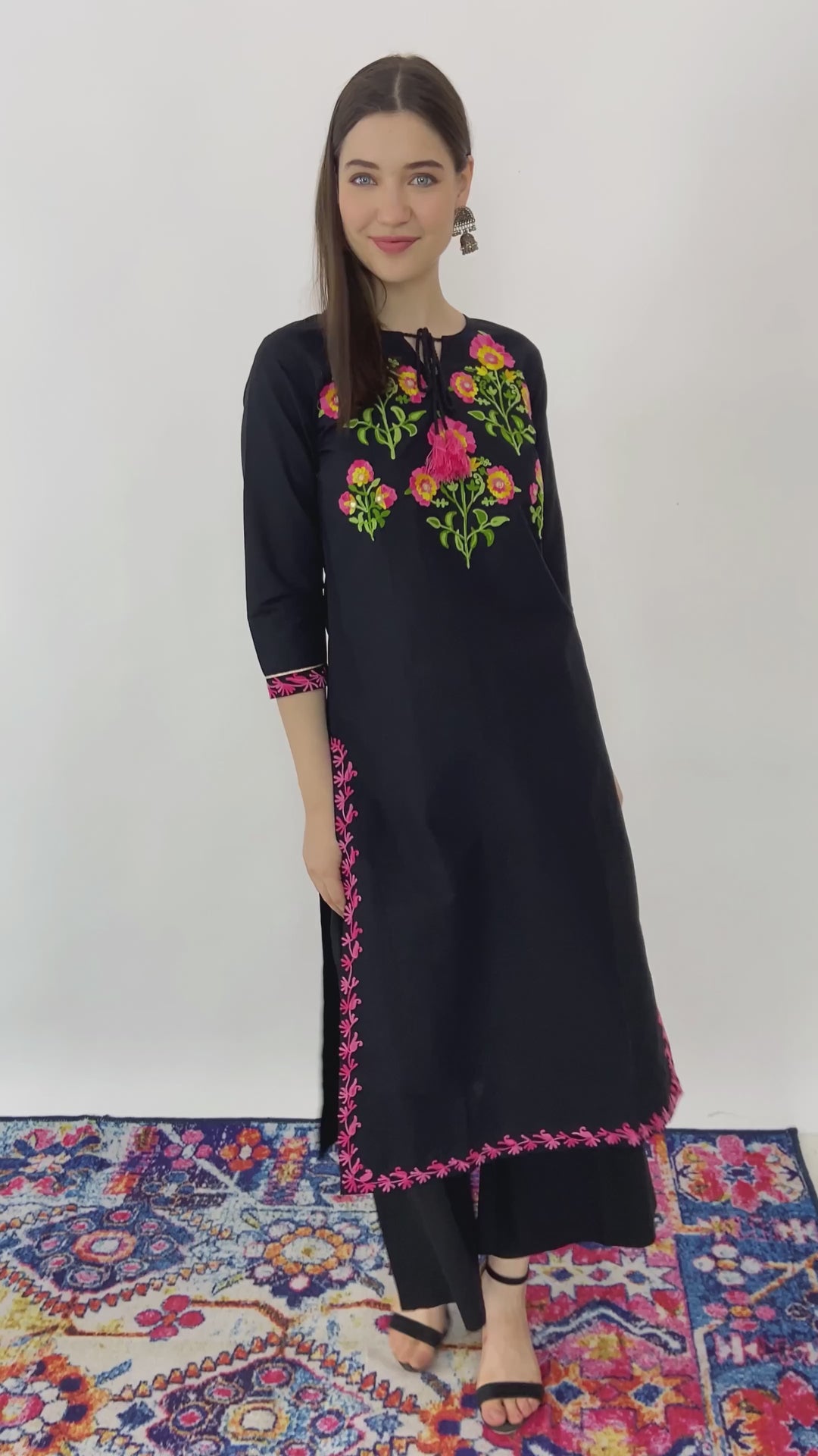 Kashmir Aari Cotton Embroidered Zari Work Kurtis